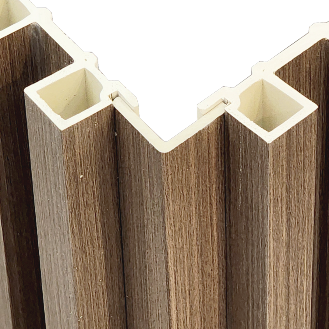 WPC Fluted Panels, Walnut Brown, 10 Panels x 9 feet long.