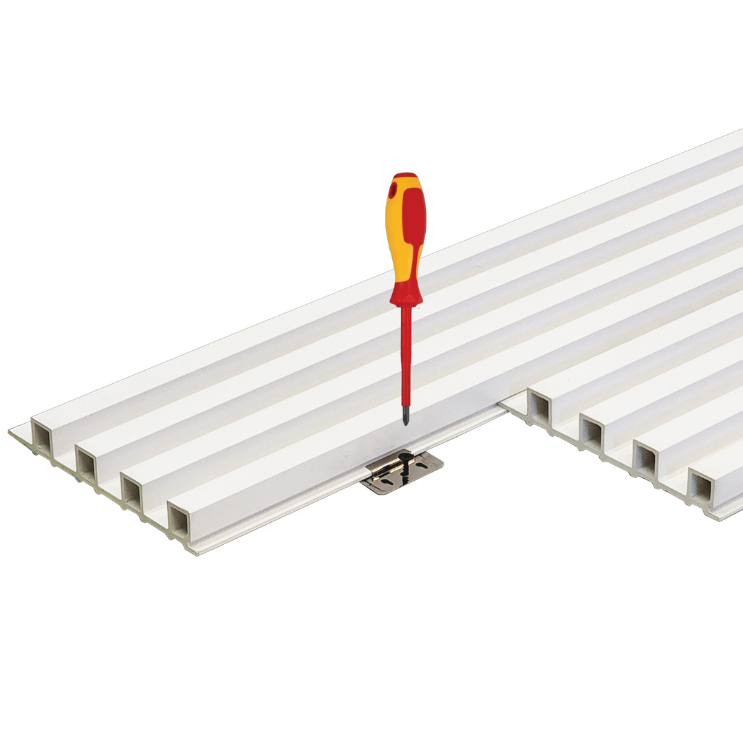 WPC Fluted Panels, White Color, 10 Panels x 9 feet long.