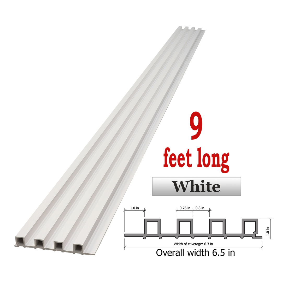 WPC Fluted Panels, White Color, 10 Panels x 9 feet long.
