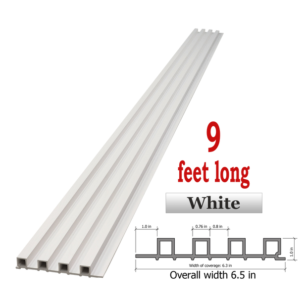 WPC Fluted Panels, White Color, 10 Panels x 9 feet long.