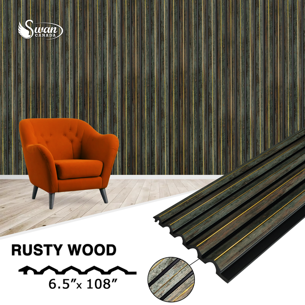 PS Fluted Panels, Rusty Wood, 20 Panels x 9 feet long.