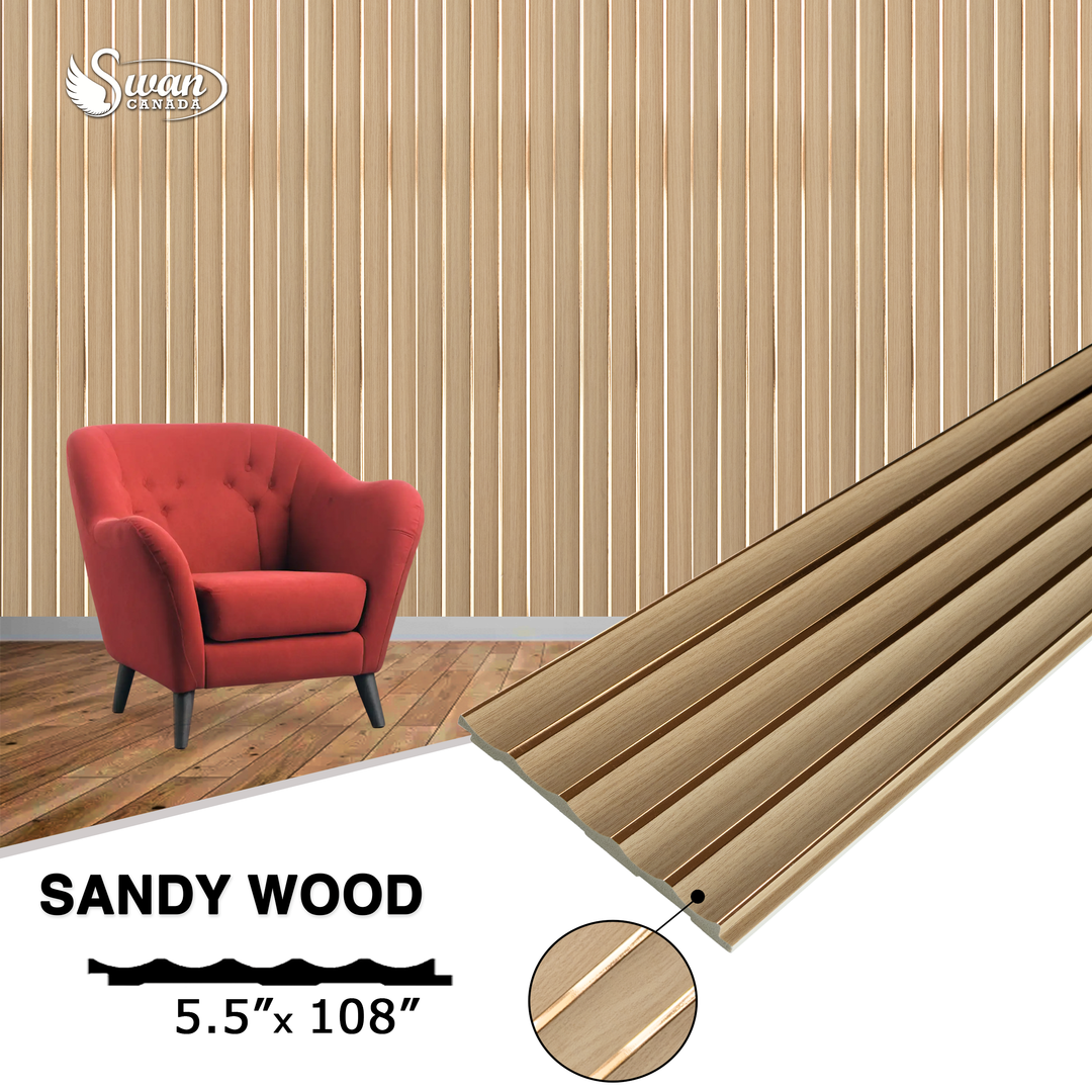 PS Fluted Panels, Sandy Wood, 20 Panels x 9 feet long.