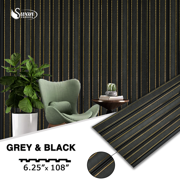 PS Fluted Panels, Gray & Black, 20 Panels x 9 feet long.