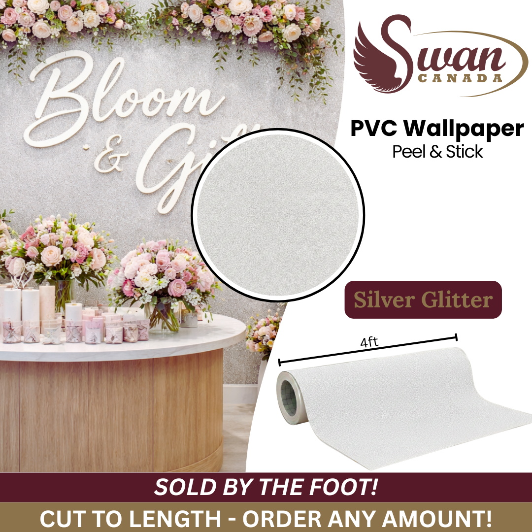 PVC Wallpaper Sticker, Silver Glitter