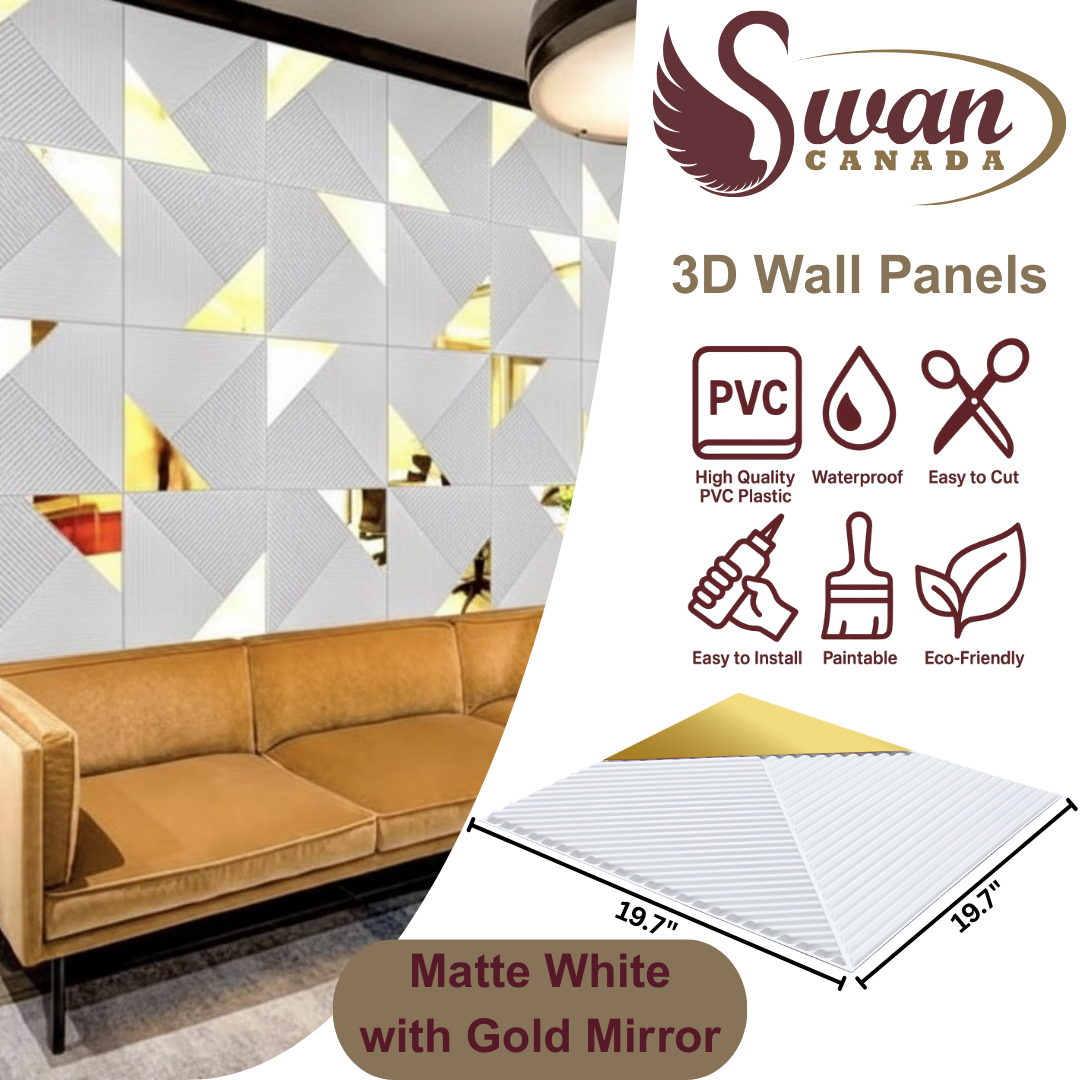 3D Wall Panels, Matte White, 19.7" x 19.7"