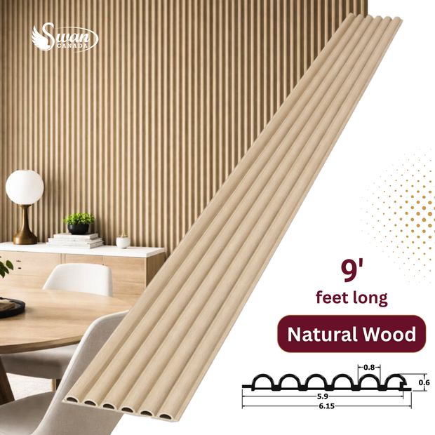 WPC Fluted Panels, Natural Wood, 10 Panels x 9 feet long.