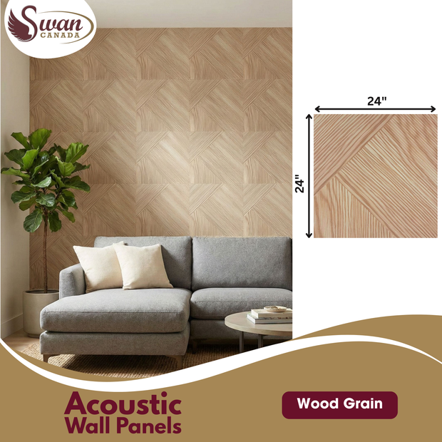 Acoustic Felt Panel, Wood Grain, 2ft x 2ft