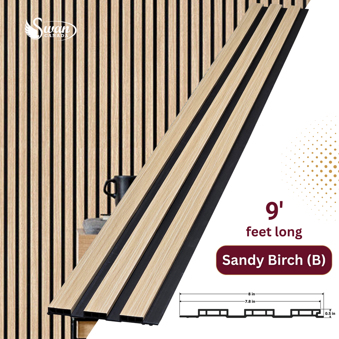 WPC Fluted Panels, Sandy Birch, 10 Panels x 9 feet long.