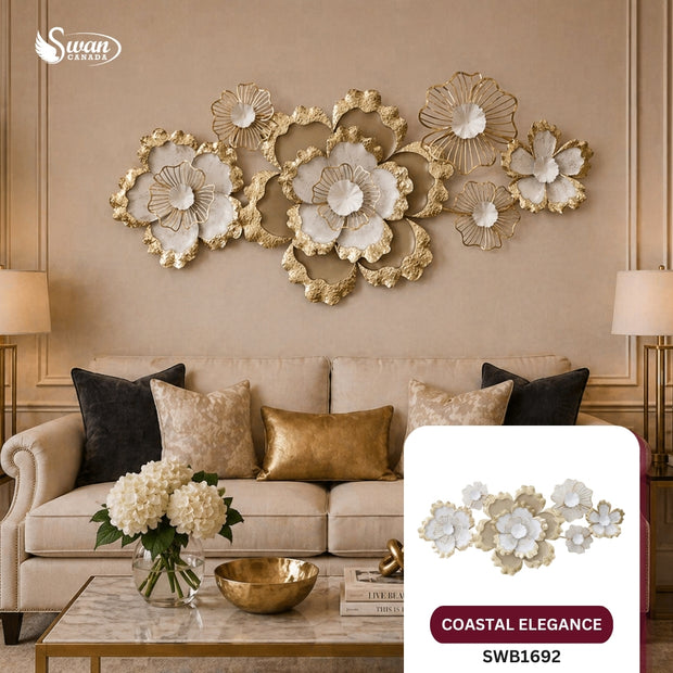 Décoration murale décorative, décoration murale florale Coastal Elegance, 53,25 po x 25 po, 1 pièce