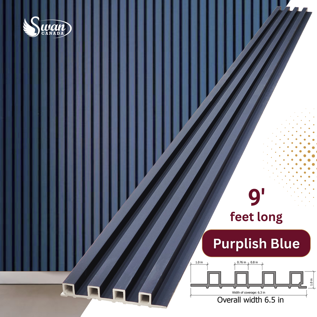 WPC Fluted Panels, Purplish Blue 10 Panels x 9 feet long.
