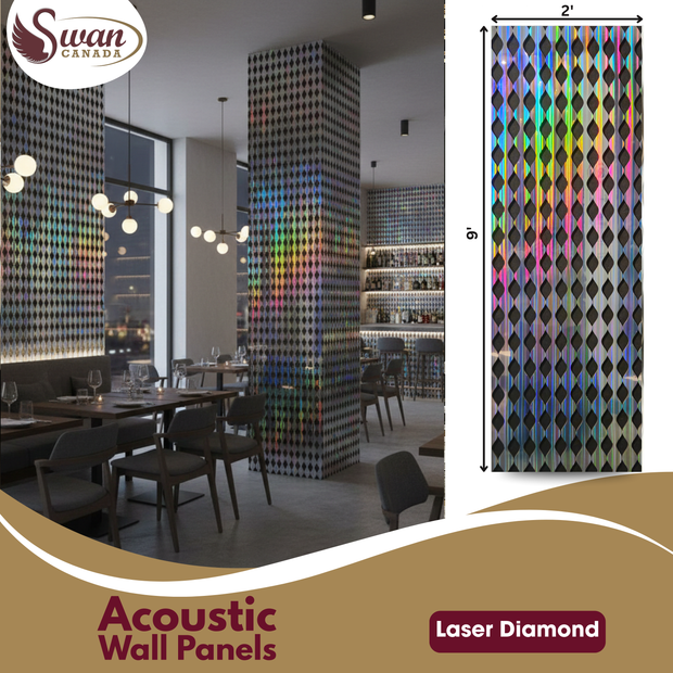 Acoustic Wall Panels, Laser Diamond, 4 Panels, 2 x 9 Feet