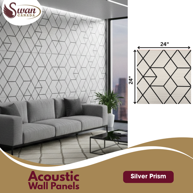 Acoustic Felt Panel, Silver Prism, 2ft x 2ft