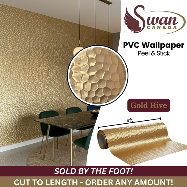 Autocollant de papier peint en PVC, Ruche Dorée