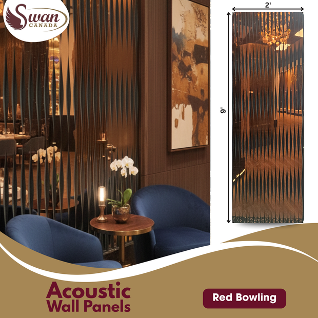 Acoustic Wall Panels, Red Bowling, 4 Panels, 2 x 9 Feet