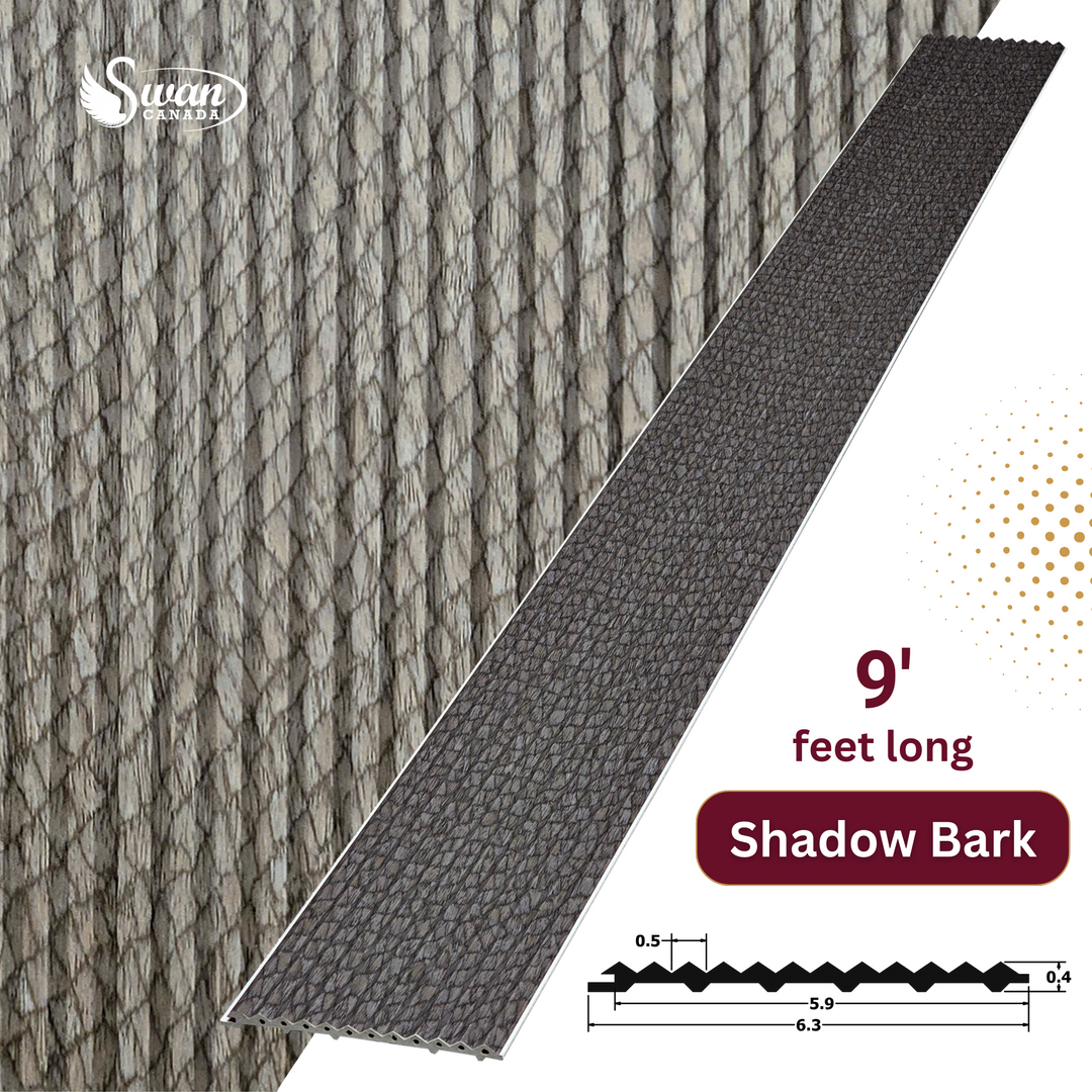 WPC Fluted Panels, Shadow Bark, 10 Panels x 9 feet long.