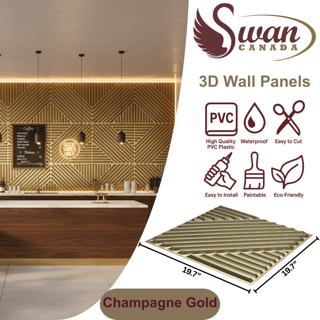3D Wall Panels, Champagne Gold, 19.7" x 19.7"