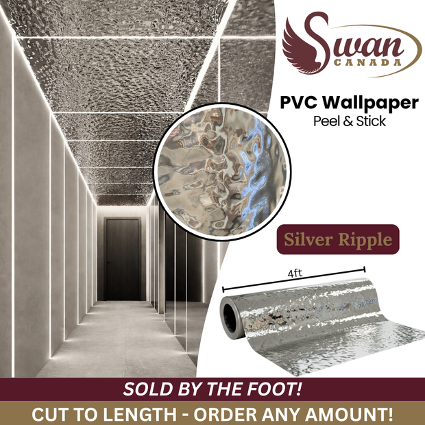 Autocollant mural PVC, Argent Ondulé