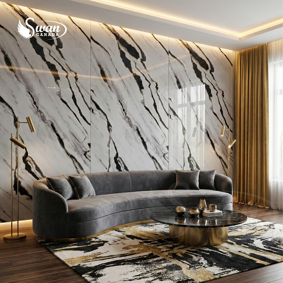 UV Marble Sheets, Luxe Cascade, 1 Sheet, 4 X 9 Feet