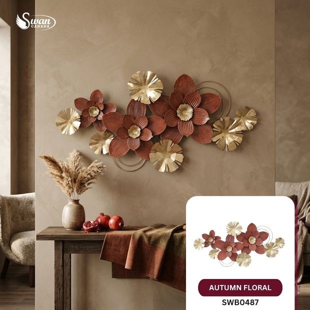 Décoration murale, grappe de fleurs d'automne, 47,25 po x 23,5 po, 1 pièce