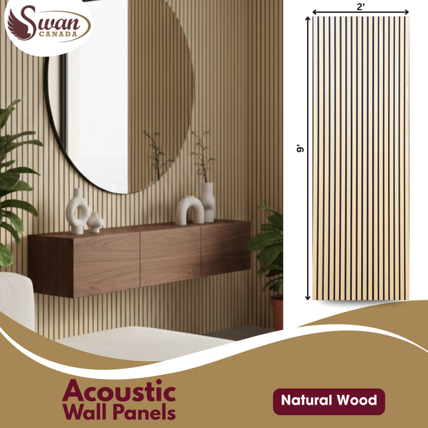 Panneaux muraux acoustiques, bois naturel, 4 panneaux, 60 x 270 cm
