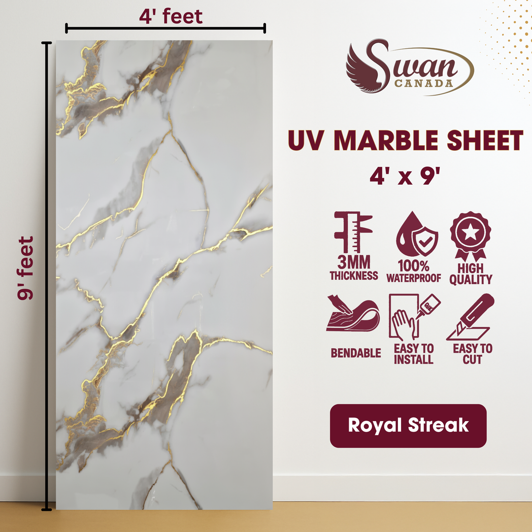 UV Marble Sheets, Royal Streak, 1 Sheet, 4 X 9 Feet