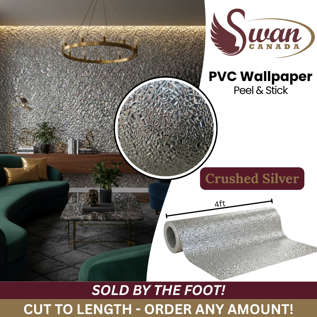 PVC Wallpaper Sticker, Crushed Silver