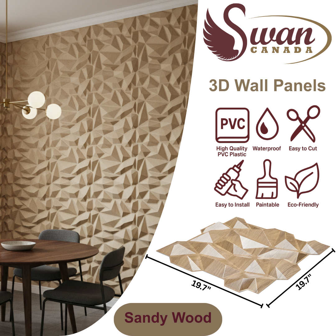 3D Wall Panels, Sandy Wood, 19.7" x 19.7"