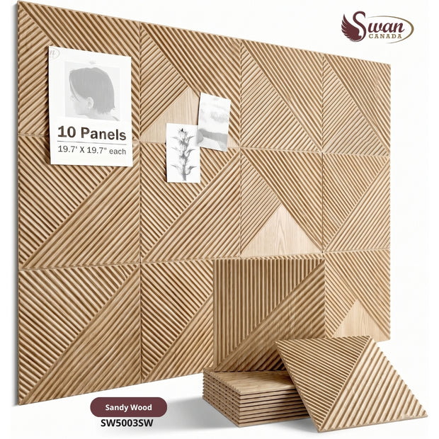 Panneaux muraux 3D, Bois sablé, 50 x 50 cm