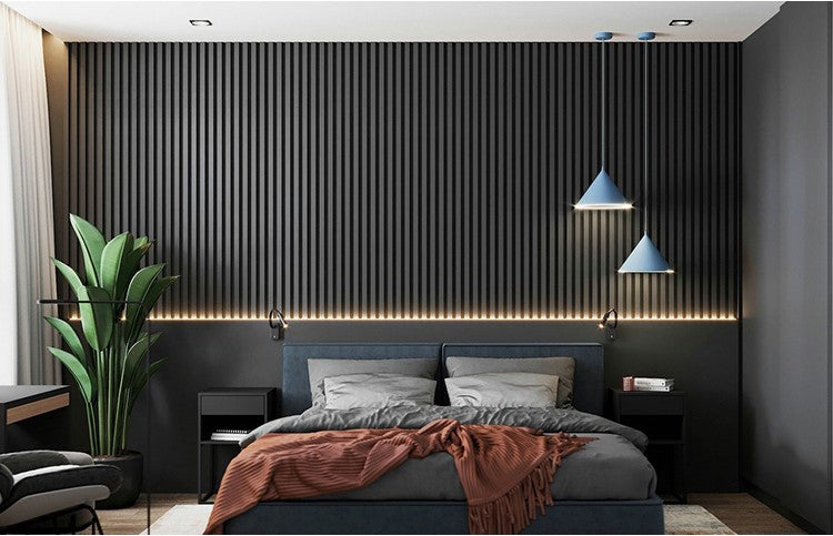WPC Fluted Panels, Black color, 10 Panels x 9 feet long,