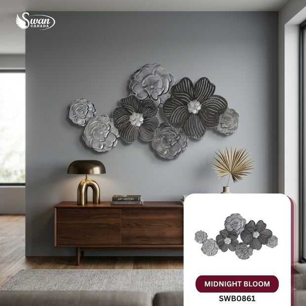 Décoration murale, ensemble mural Midnight Bloom, 35,75 po x 19,75 po, 1 pièce