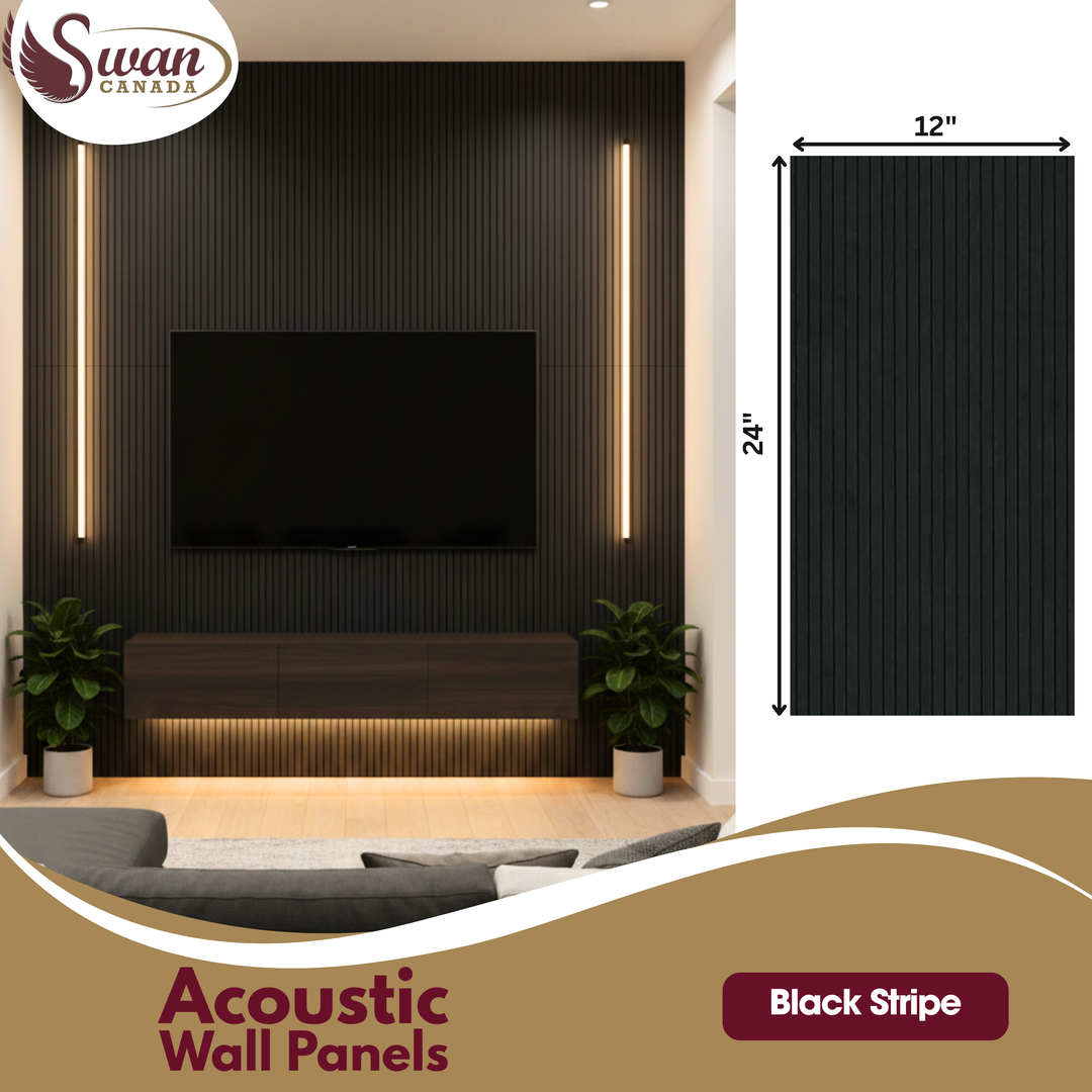 Acoustic Felt Panel, Black Stripe, 2ft x 4ft