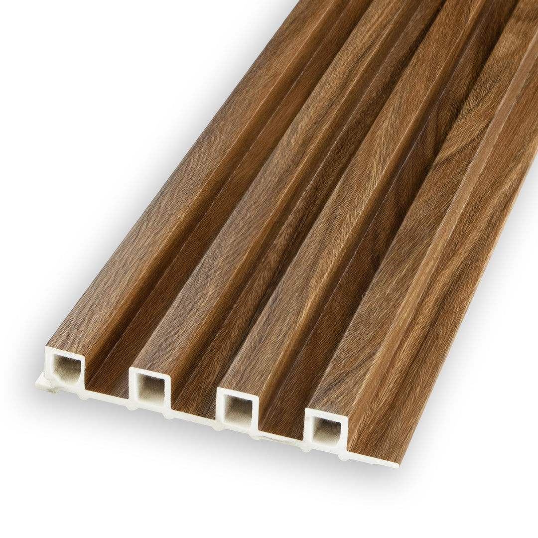 WPC Fluted Panels, Hazelnut Wood, 10 Panels x 9 feet long.