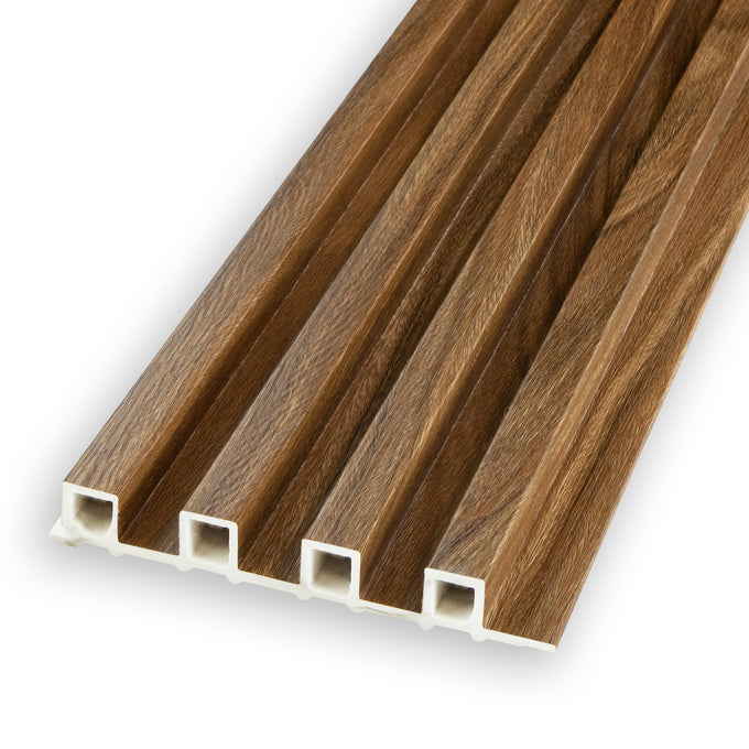 WPC Fluted Panels, Hazelnut Wood, 10 Panels x 9 feet long.