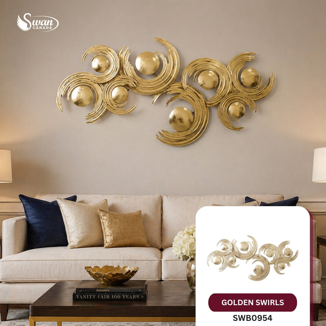 Decorative Wall Art, Golden Swirls Wall Art, 52.5-In X 26.75-In, 1 PC