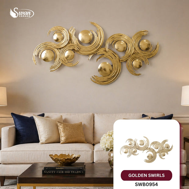 Décoration murale décorative, tourbillons dorés, 52,5 po x 26,75 po, 1 pièce