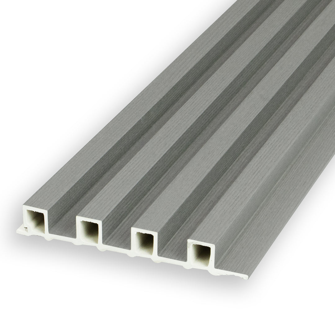 Panneaux cannelés WPC, gris clair, 10 panneaux x 9 pieds de long. 