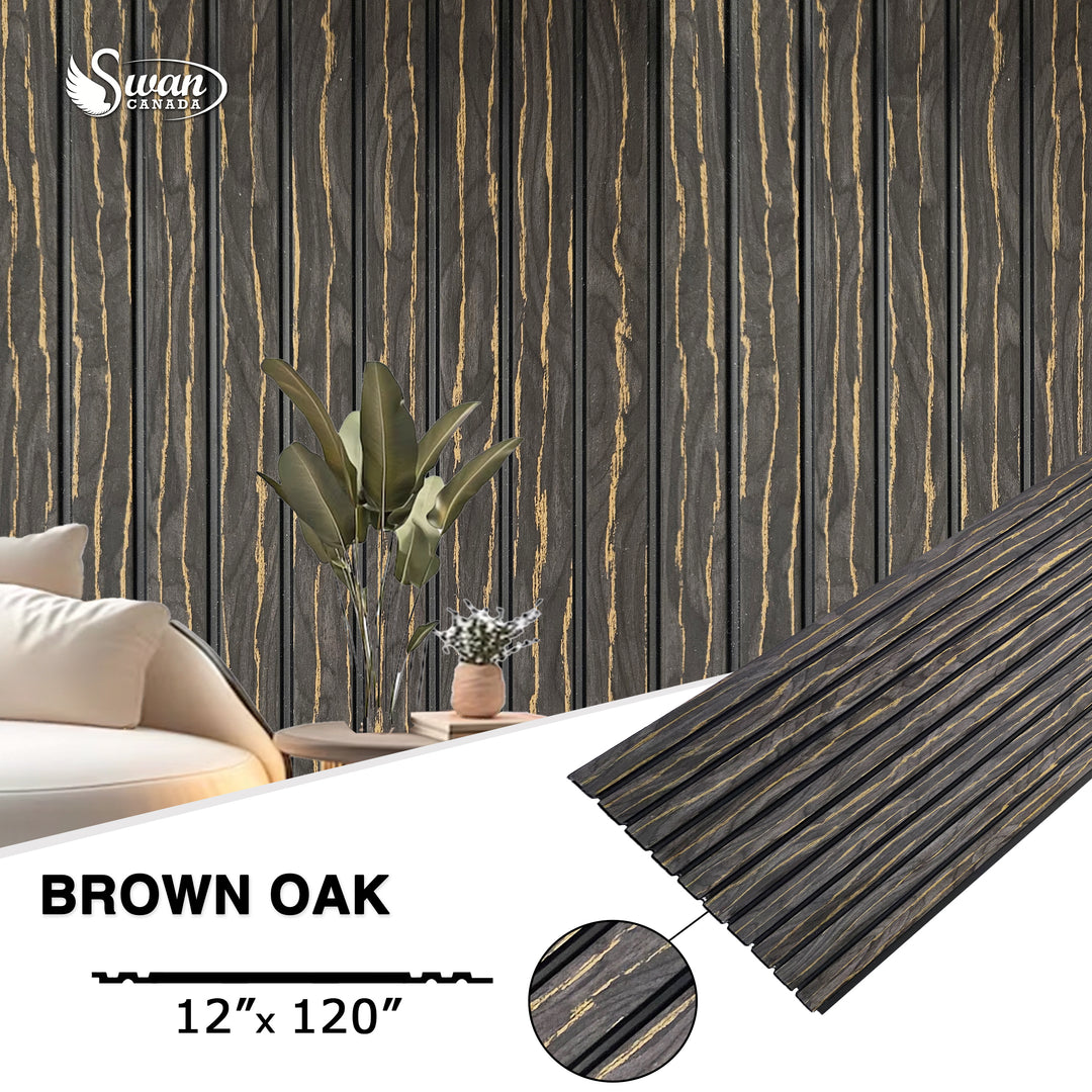 PS Fluted Panels, Brown Oak, 10 Panels x 10 feet long.