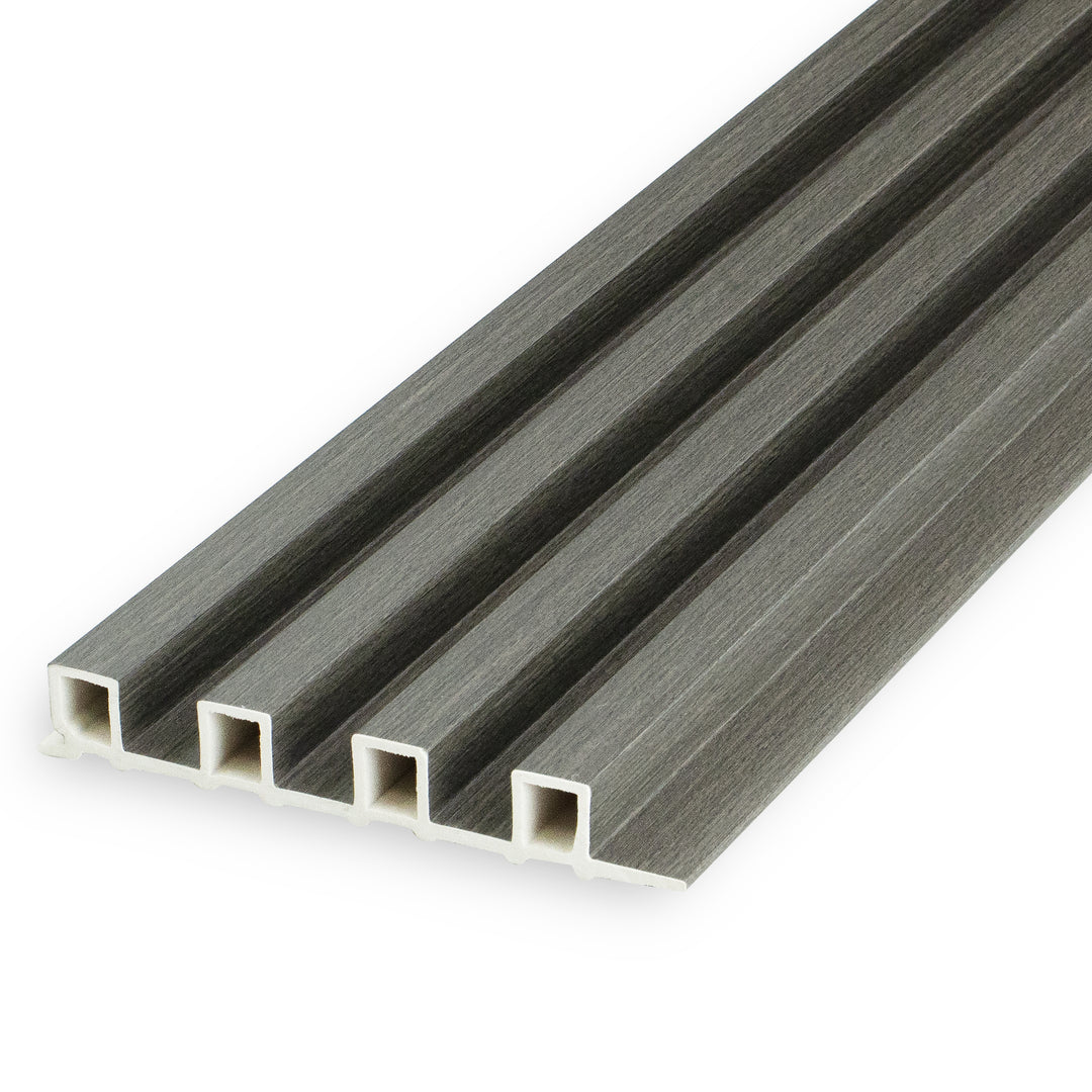 WPC Fluted Panels, Dark Gray, 10 Panels x 9 feet long.