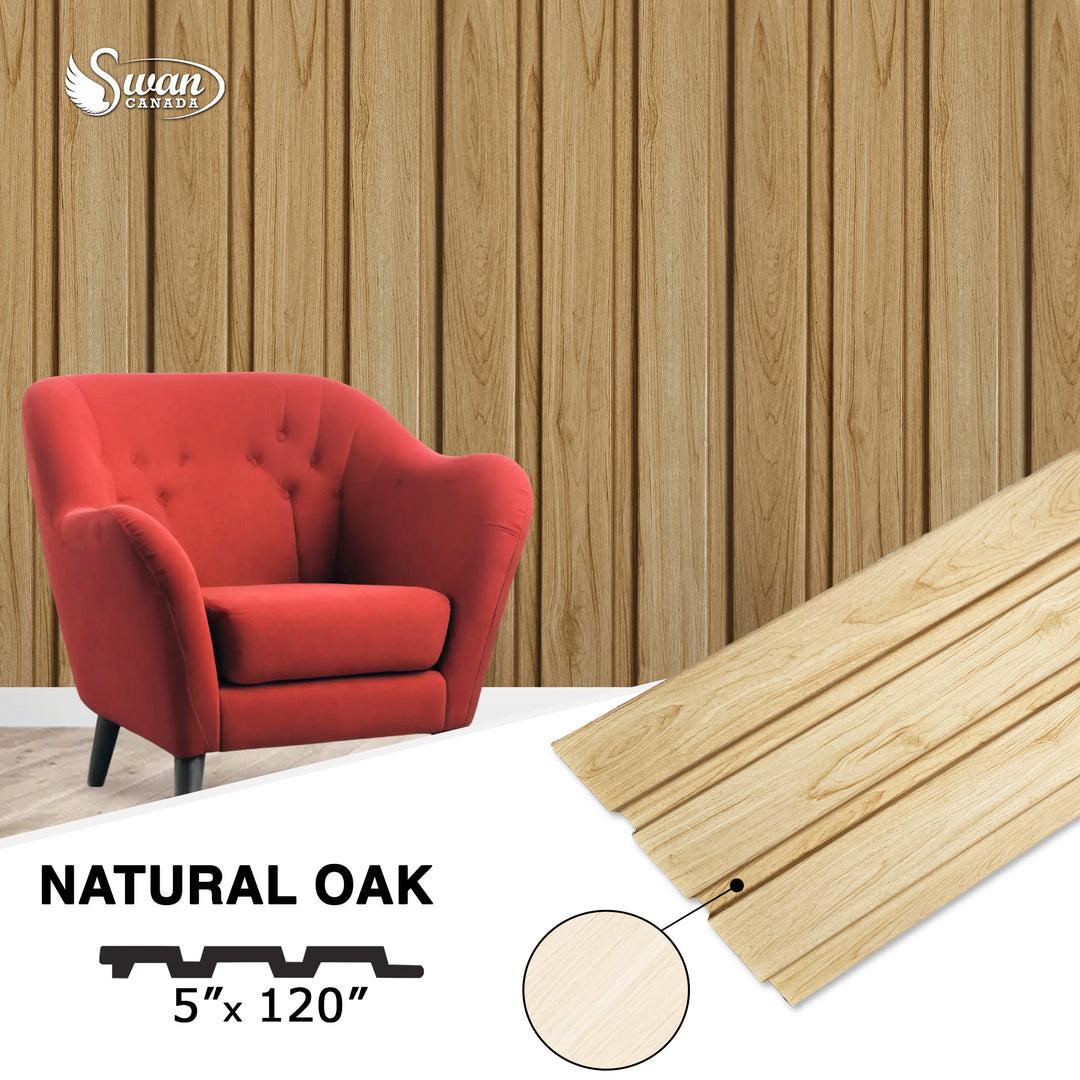 PS Fluted Panels, Natural Oak, 20 Panels x 10 feet long.