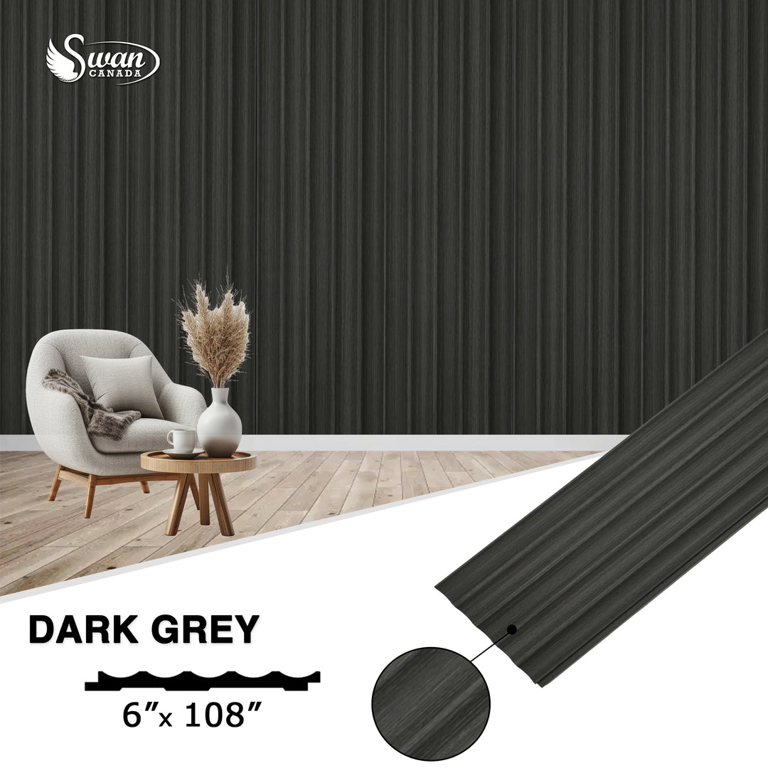 PS Fluted Panels, Dark Gray, 20 Panels x 9 feet long.