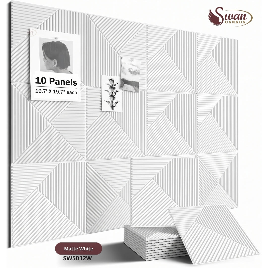 3D Wall Panels, Matte White, 19.7" x 19.7"