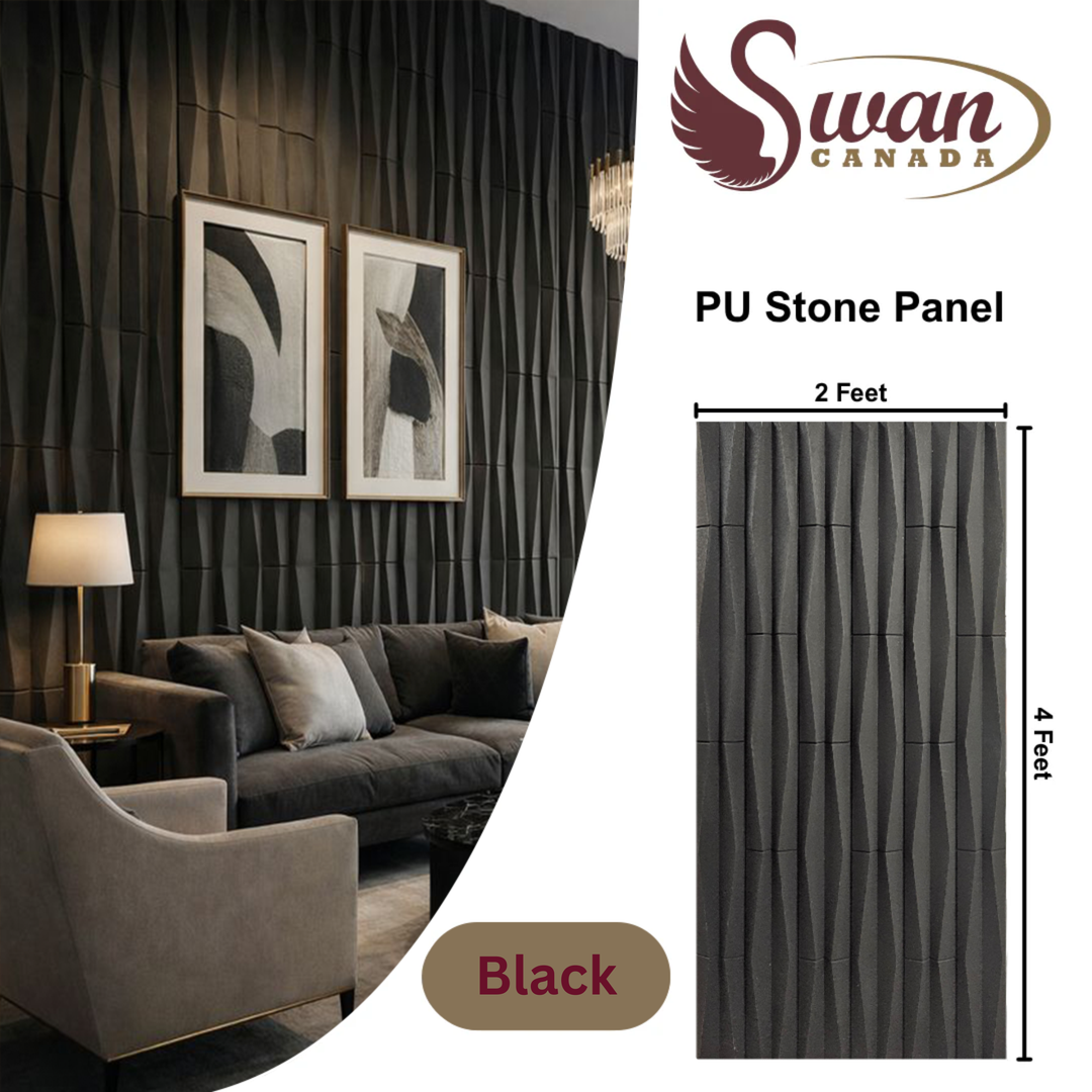 PU Faux Stone, Black Imperial Column Stone, 2 X 4 Feet, 12 Boards