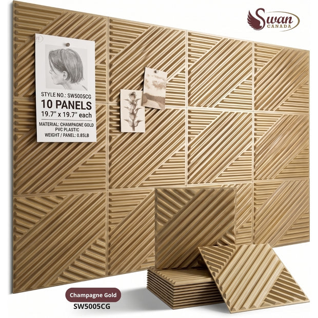 Panneaux muraux 3D, or champagne, 50 x 50 cm