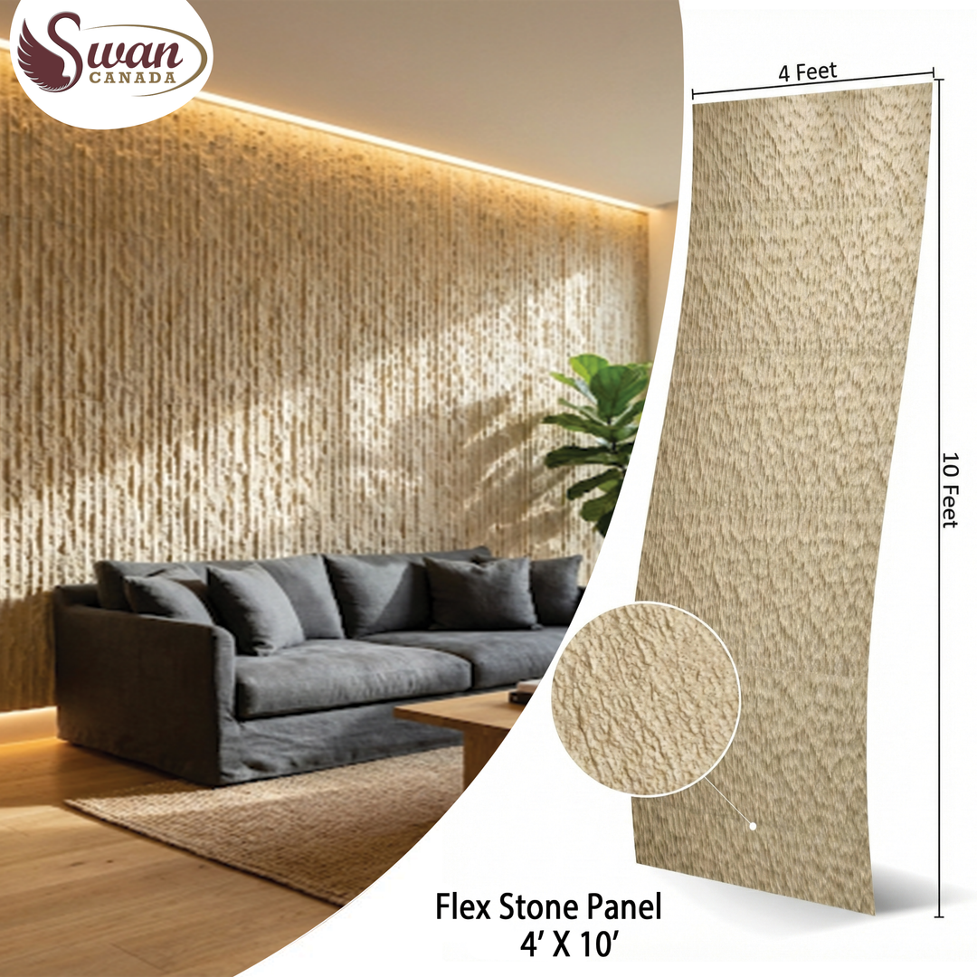 Flex Stone, Beige Rippled Stone, 4ft x 10ft