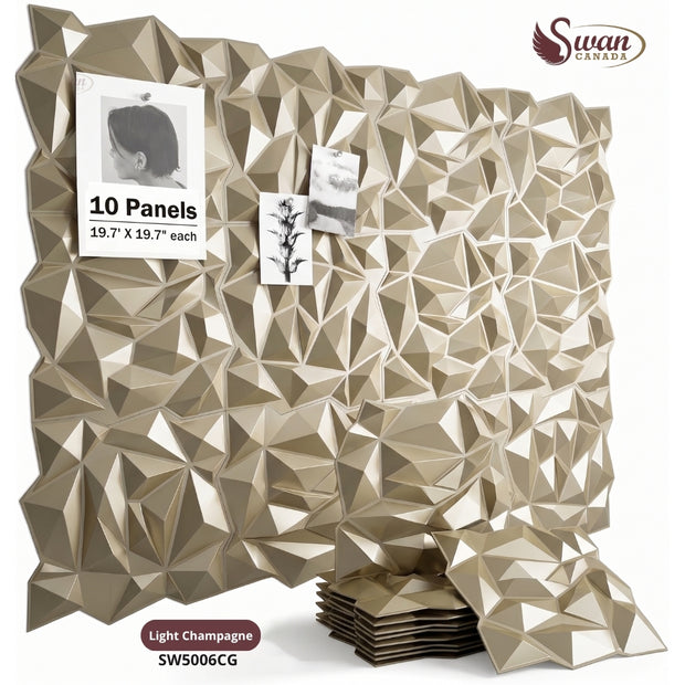 Panneaux muraux 3D, champagne clair, 50 x 50 cm