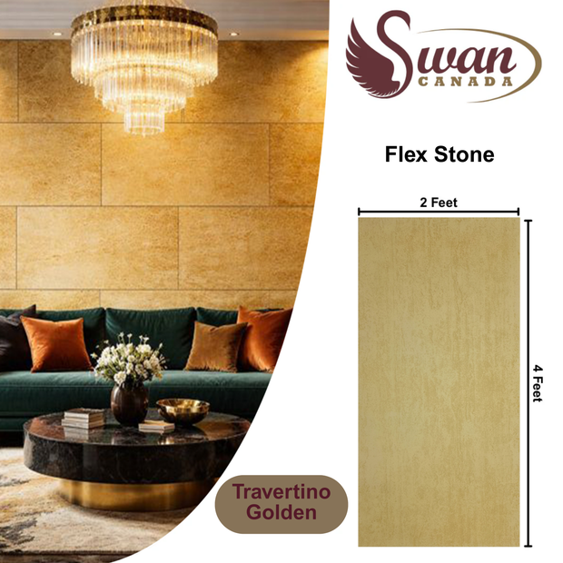 Flex Stone, Travertino Golden, 2ft x 4ft