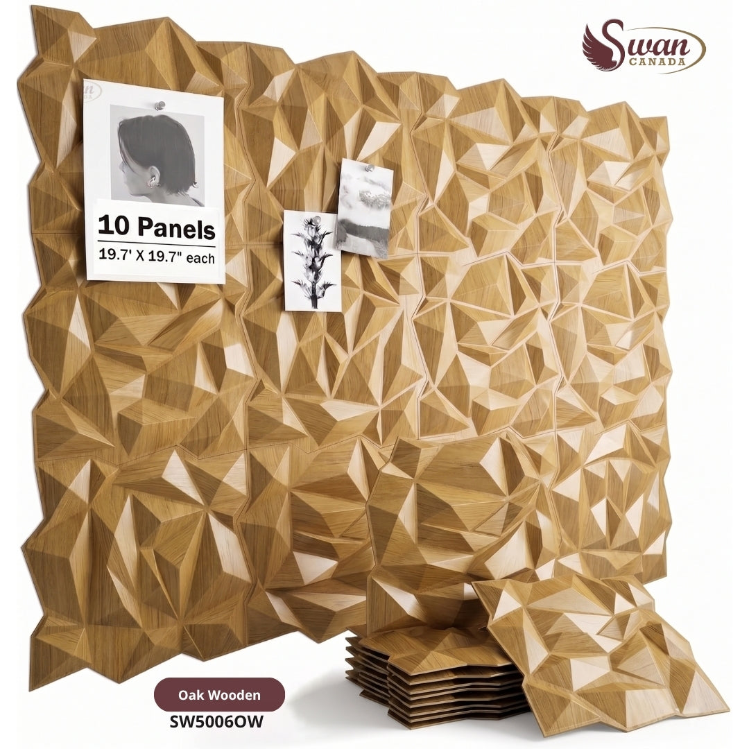 3D Wall Panels, Oak Wooden, 19.7" x 19.7"