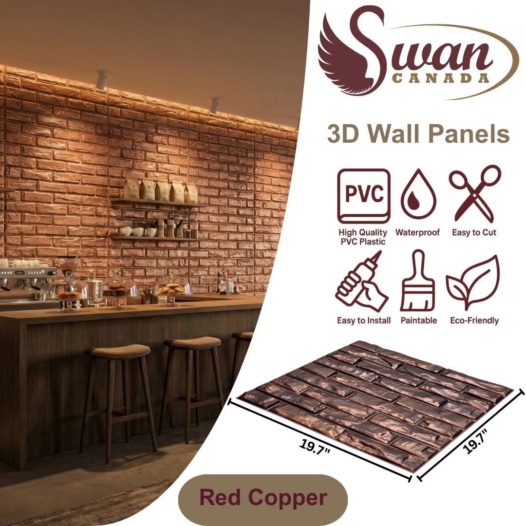 3D Wall Panels, Red Copper, 19.7" x 19.7"