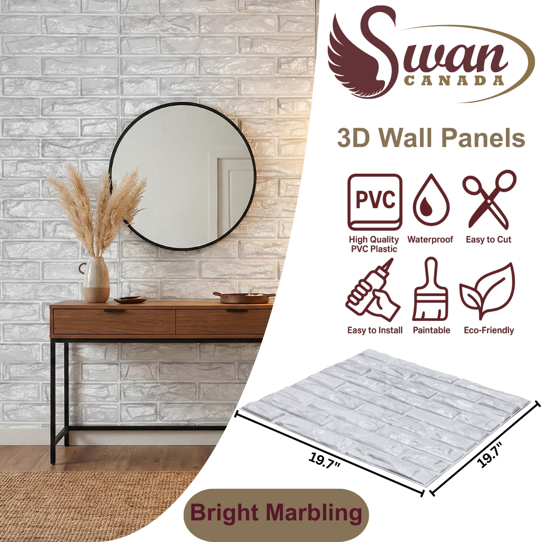 3D Wall Panels, Bright Marbling, 19.7" x 19.7"