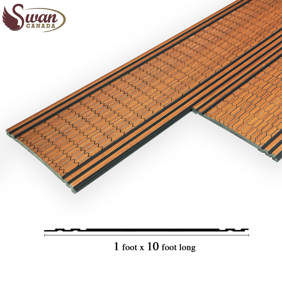 PS Fluted Panels, Walnut Hexagon, 10 Panels x 10 feet long.